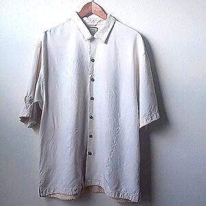 100% Silk Jamaica Jaxx Hawaiian Cabana Shirt Cream Men's Size XL